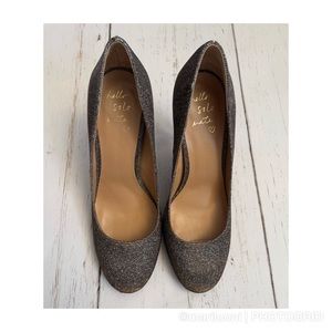 Banana Republic Cocktail Party Violet Gold Metallic Rounded Toe Heels Size 8.0M